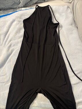 Black Sleeveless Jumpsuit with Halter Neck